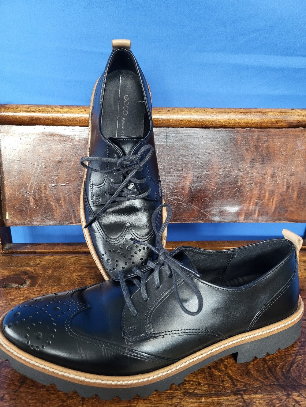 Women's Size 6 Leather Incise Tailored Shoes Oxford Lace up Brogue